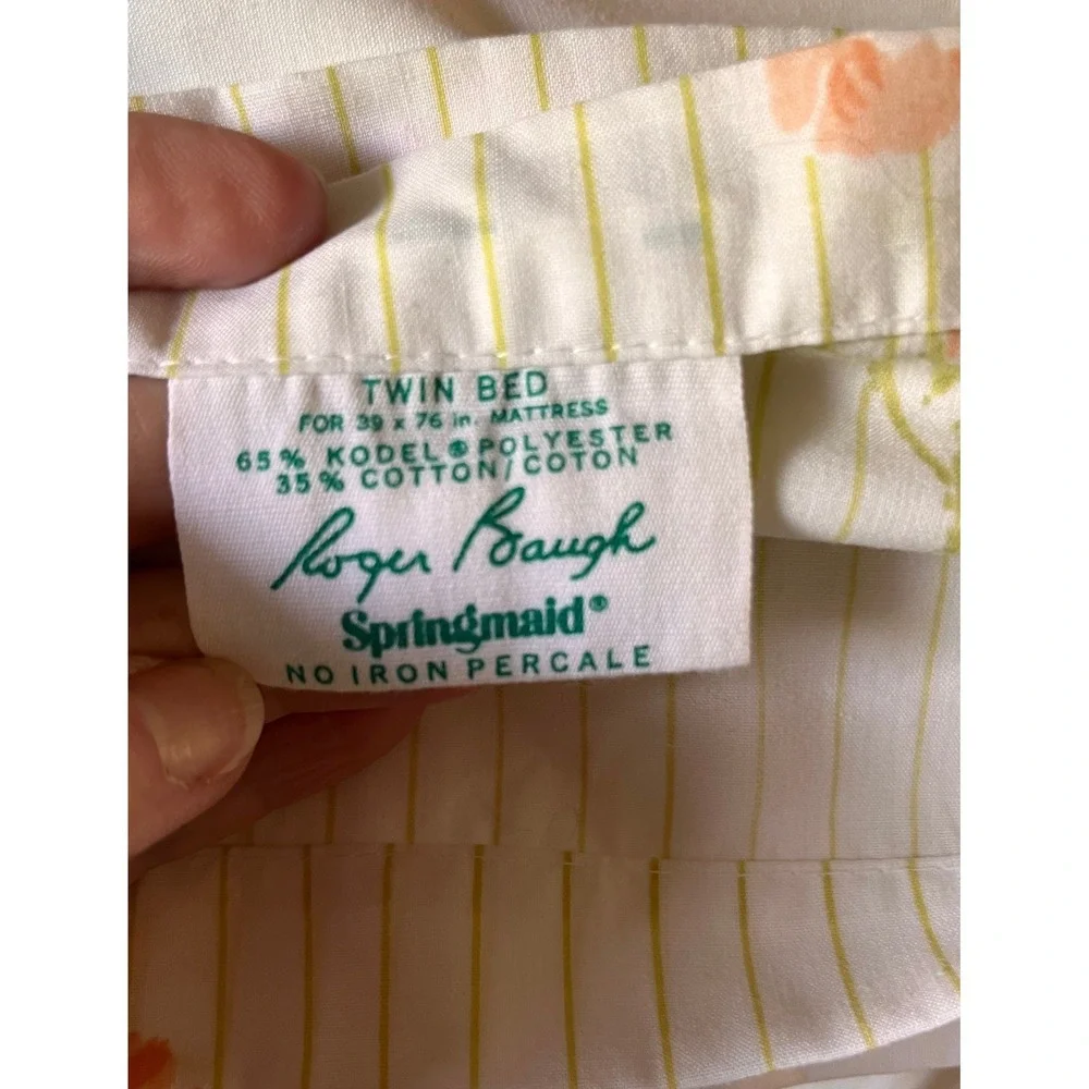Twin Flat‎ Vintage Striped floral sheet, Roger Baugh, Springmaid